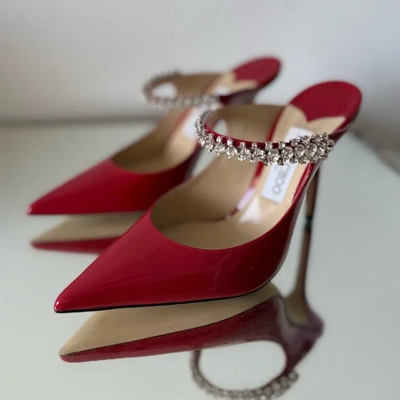 New Jimmy Choo Bing 100 Embellished High Heel Mules $1,095 37.5 - Picture 9 of 15